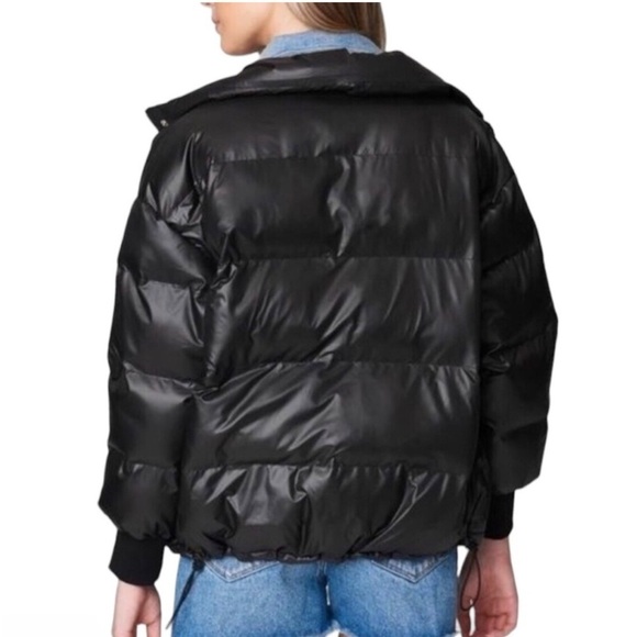 NWT Blank NYC Run The Show Black  Denim Quilted Puffer Jacket Size Medium - Picture 3 of 7